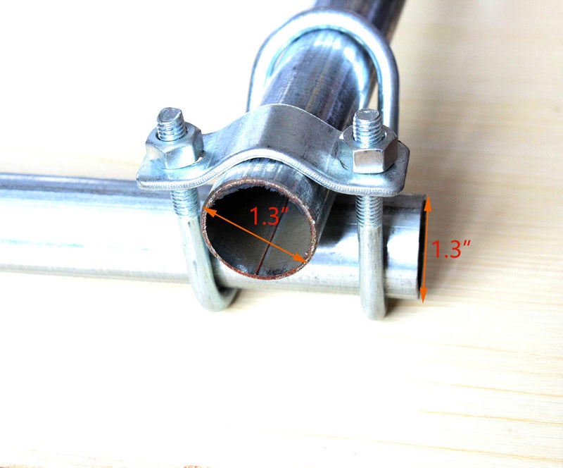 Anmeilexst 4 Pcs Galvanized Steel Pipe Clip, Cross Tube Buckle, Maximum Clampable Tube Diameter 1.3" Card 1.3" Steel Pipe - Image 4